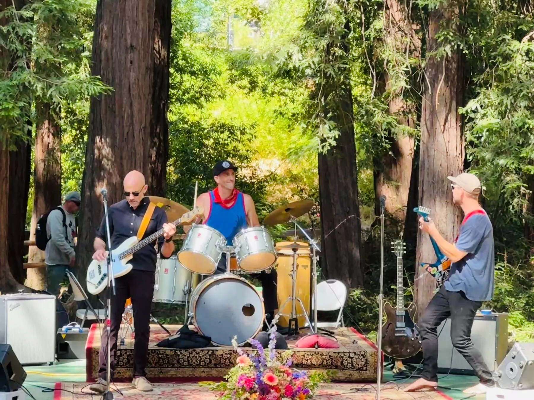 Torpedo Wharf on stage under the redwoods at Peri Park